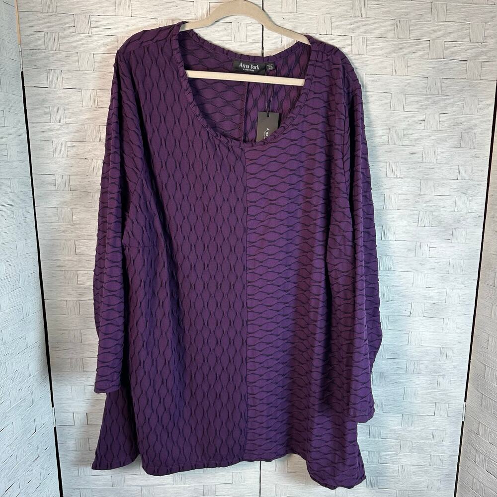 Arna York Womens Tunic Top long sleeve textured Bohemian oversized plus size